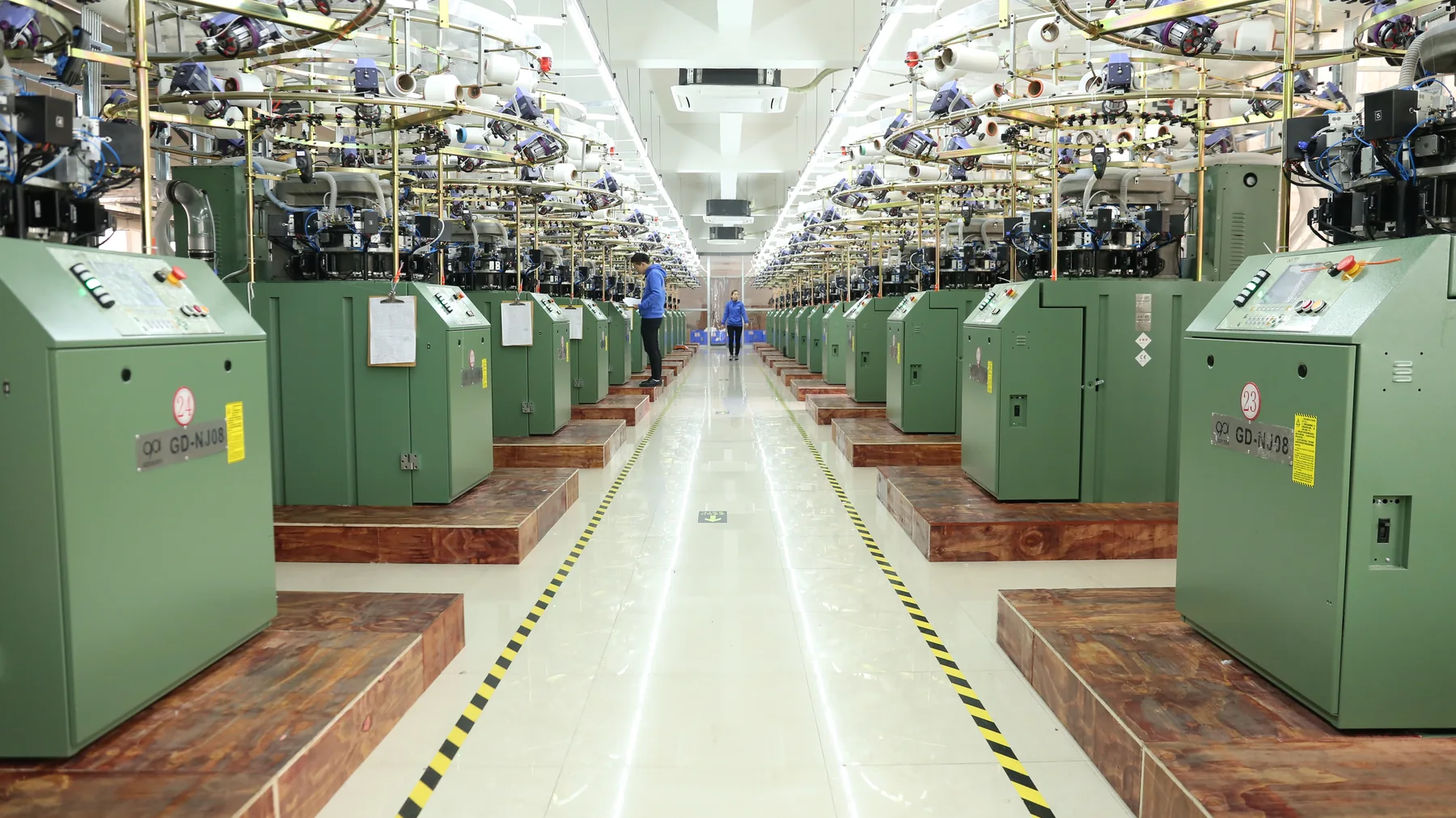 High-resolution view of YB Shapewear seamless knitting production lines